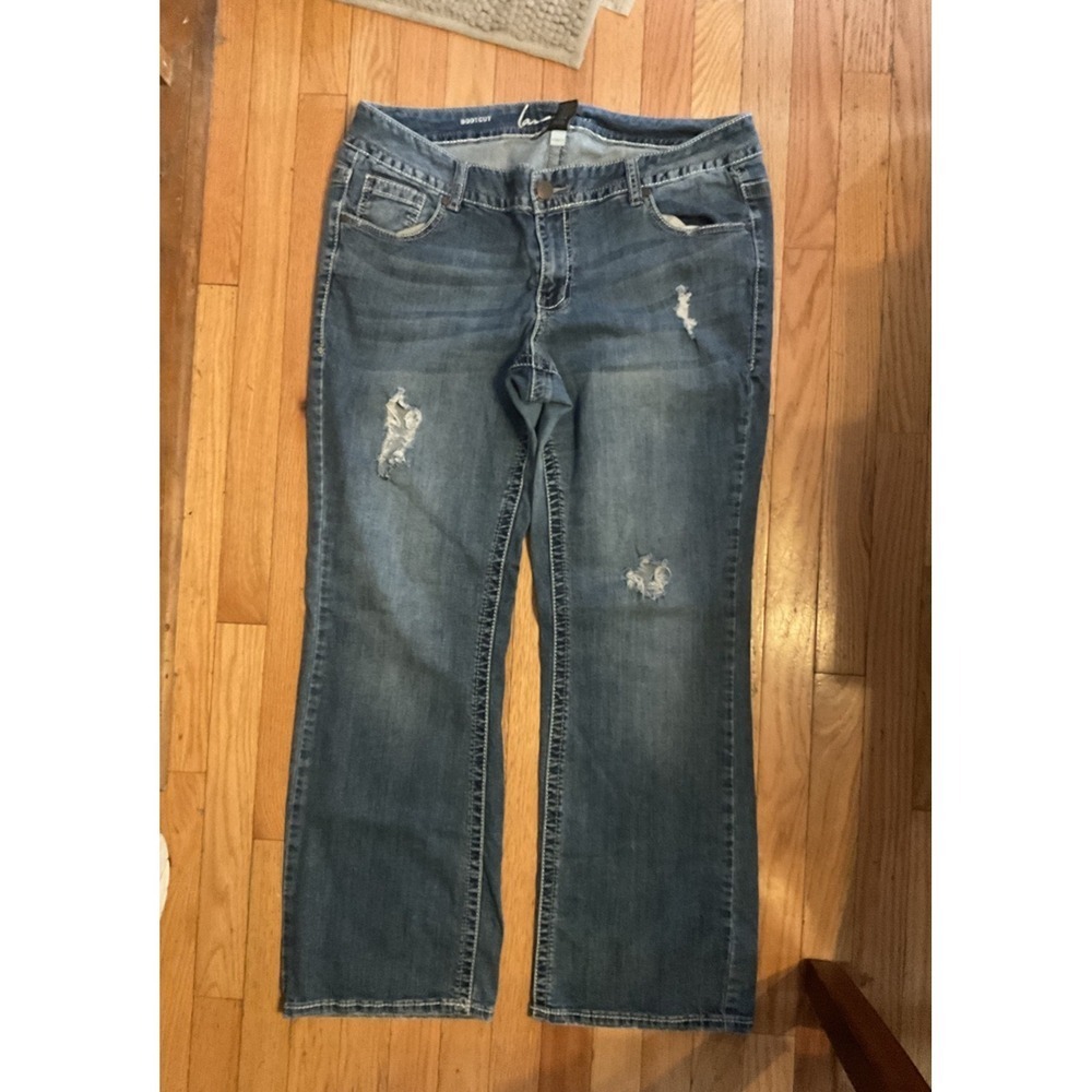 Lane Bryant‎ Plus Size 18 Boot Jeans Distressed Stretch Bootcut T54-2